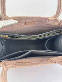 Medium Book Tote Pink Cannage Embroidered