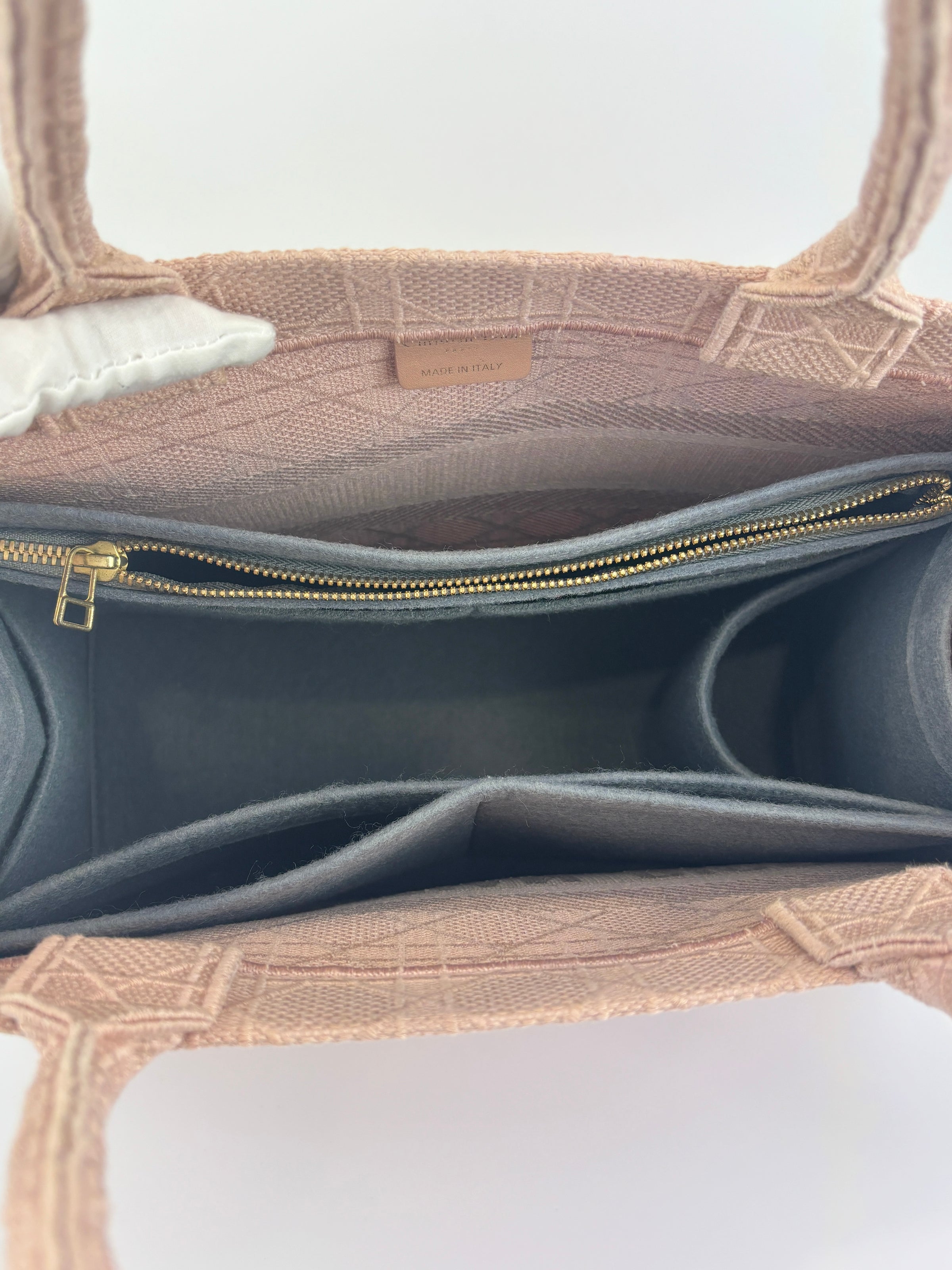 Medium Book Tote Pink Cannage Embroidered