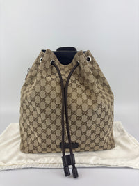 GG Canvas Drawstring Backpack in Beige / Ebony