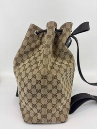GG Canvas Drawstring Backpack in Beige / Ebony