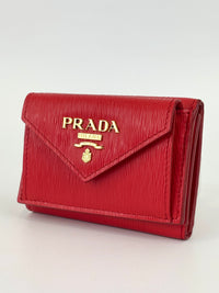 1MH021 Red Vitello Move Leather Wallet - Glampot