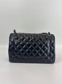 Jumbo Classic Double Flap in Black Lambskin SHW