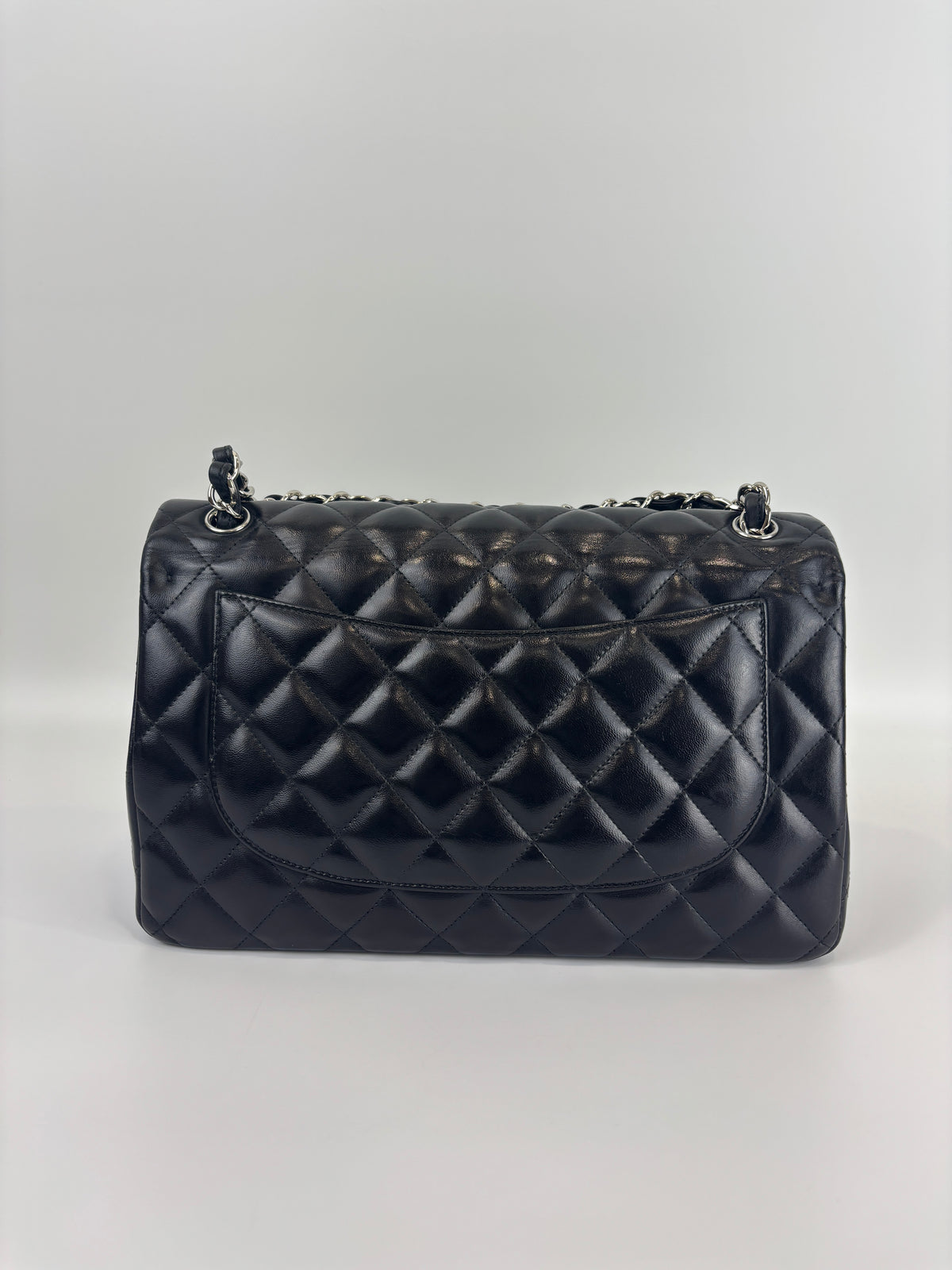Jumbo Classic Double Flap in Black Lambskin SHW