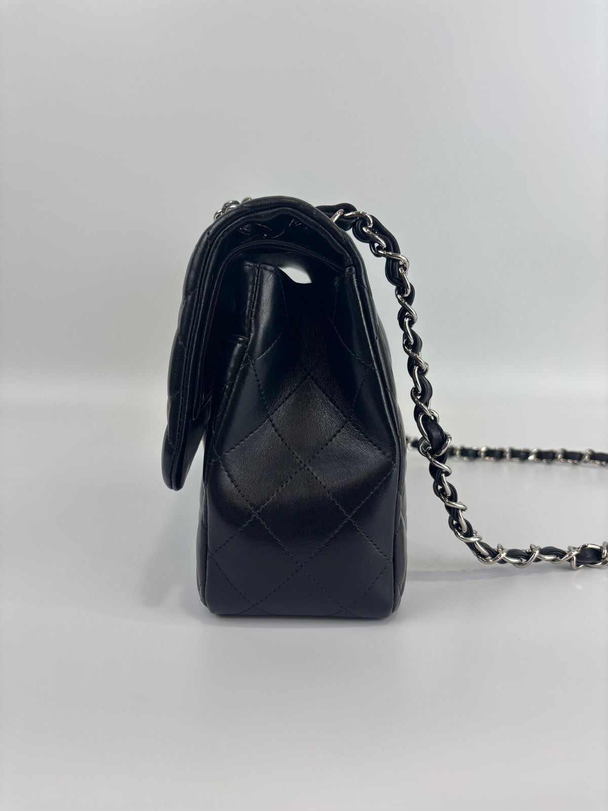 Jumbo Classic Double Flap in Black Lambskin SHW