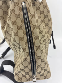 GG Canvas Drawstring Backpack in Beige / Ebony