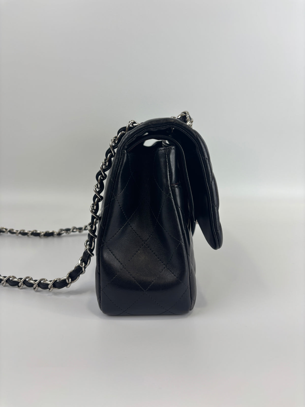 Jumbo Classic Double Flap in Black Lambskin SHW