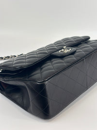 Jumbo Classic Double Flap in Black Lambskin SHW