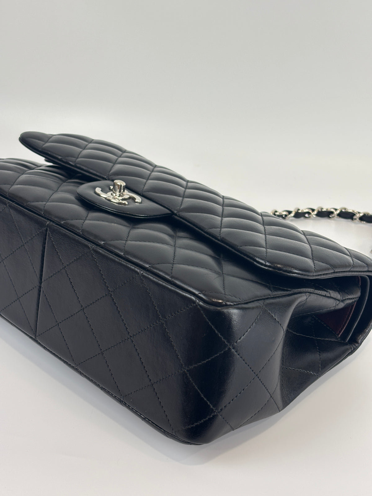 Jumbo Classic Double Flap in Black Lambskin SHW