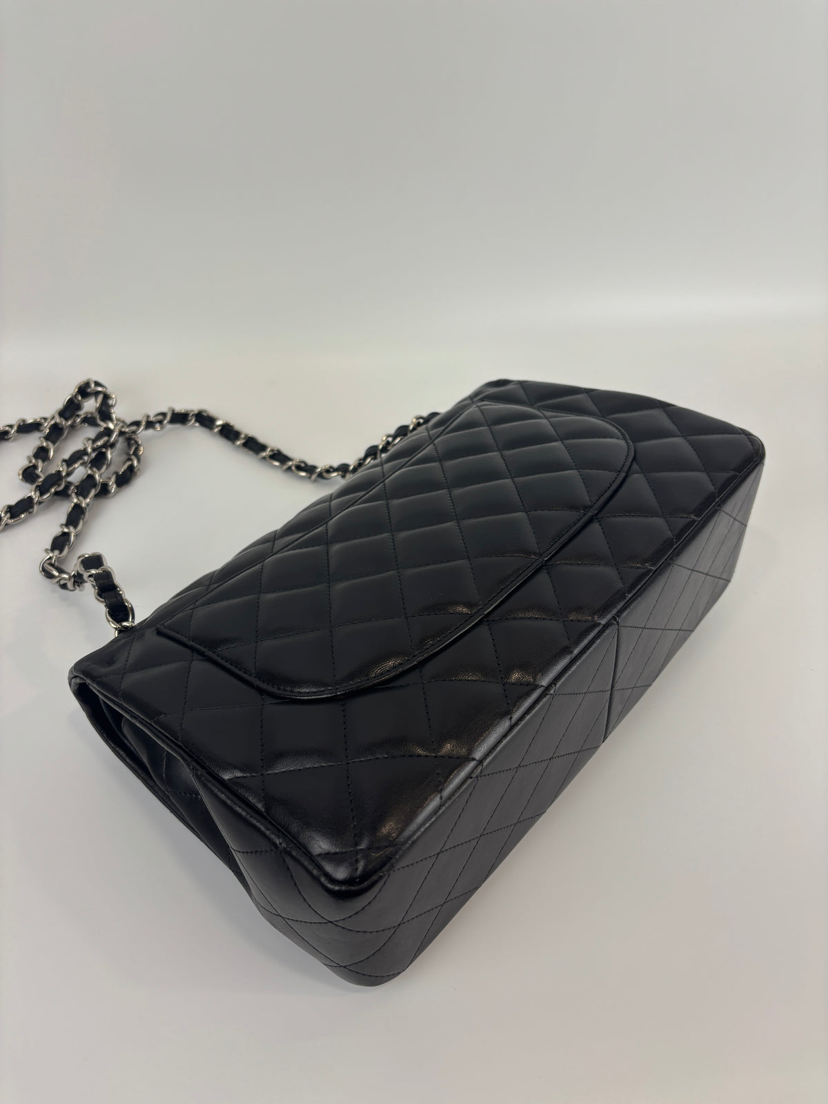 Jumbo Classic Double Flap in Black Lambskin SHW