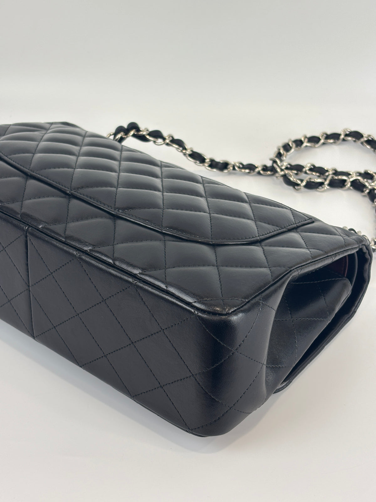 Jumbo Classic Double Flap in Black Lambskin SHW