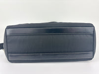 Black Tessuto & Patent Leather Embossed Logo Boston Bag