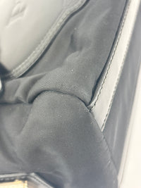 Black Tessuto & Patent Leather Embossed Logo Boston Bag