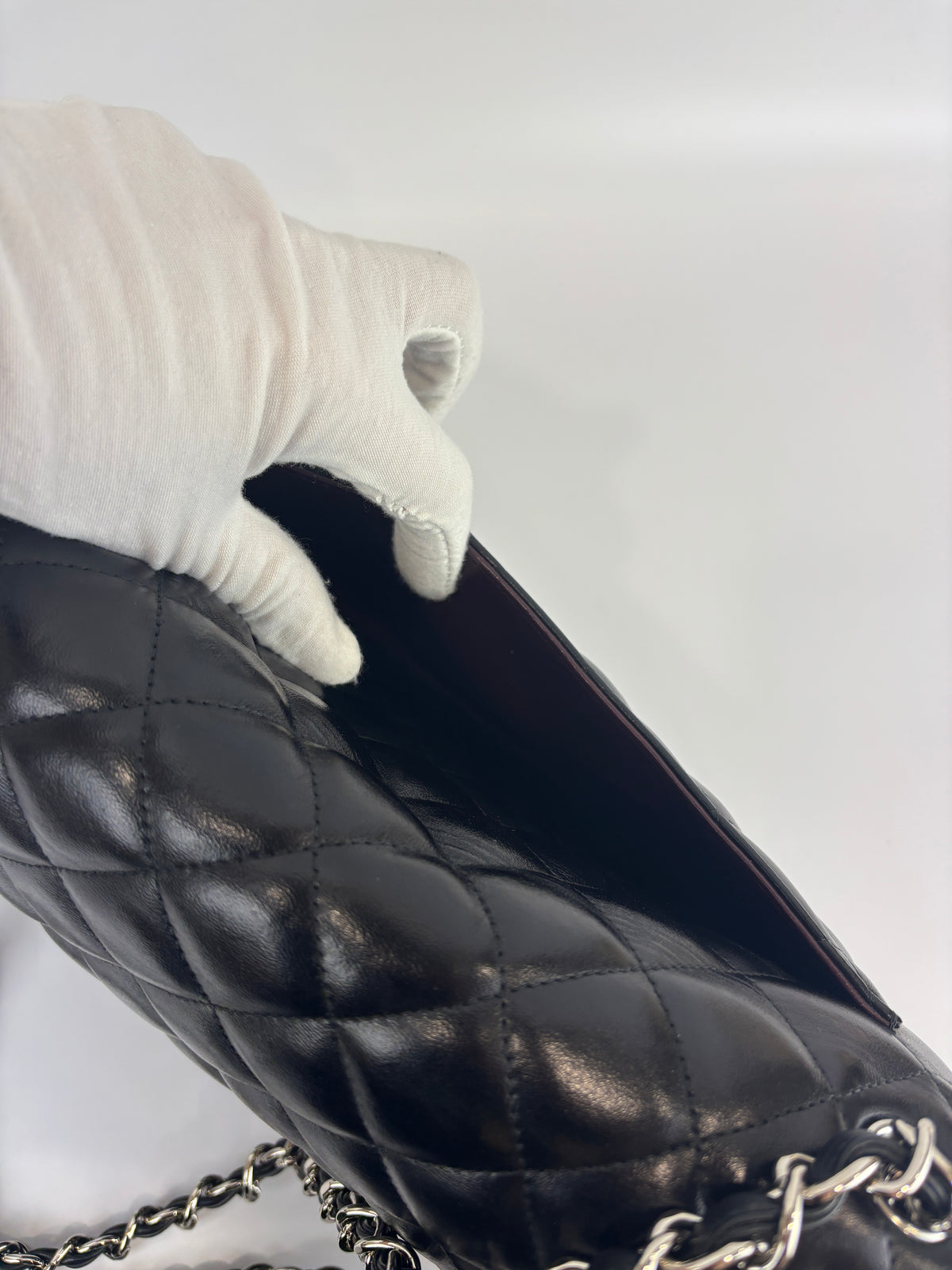 Jumbo Classic Double Flap in Black Lambskin SHW