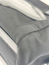 Black Tessuto & Patent Leather Embossed Logo Boston Bag