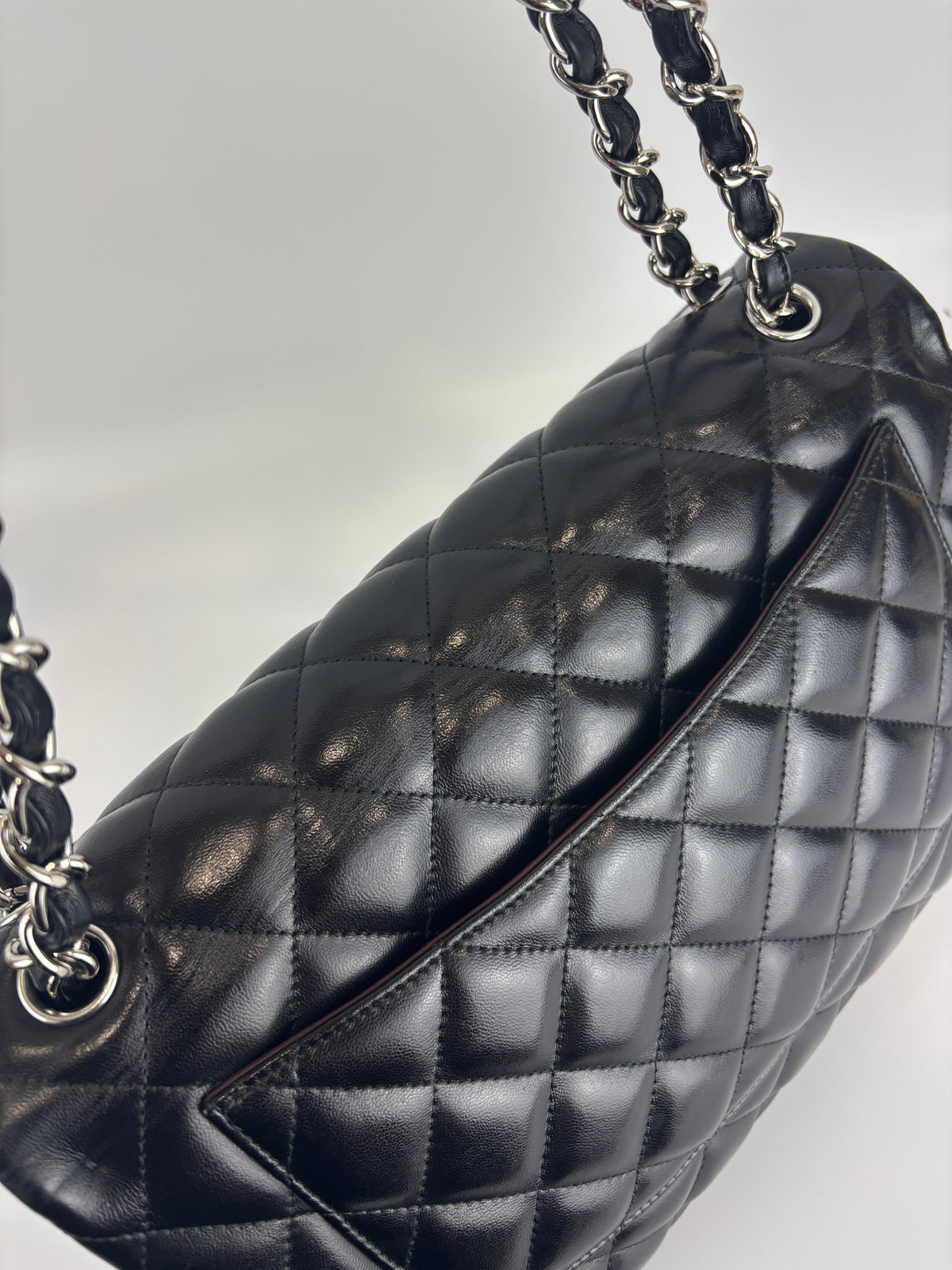 Jumbo Classic Double Flap in Black Lambskin SHW