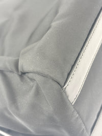 Black Tessuto & Patent Leather Embossed Logo Boston Bag