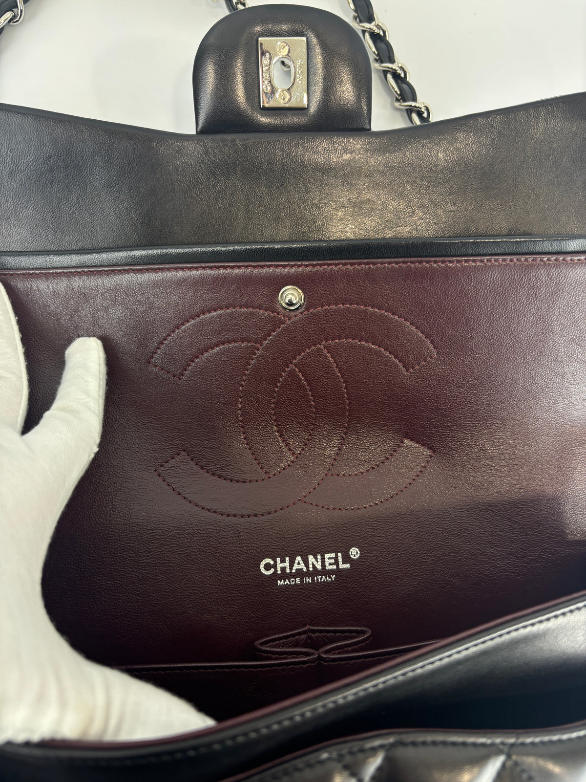 Jumbo Classic Double Flap in Black Lambskin SHW