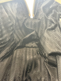 Black Tessuto & Patent Leather Embossed Logo Boston Bag