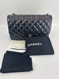 Jumbo Classic Double Flap in Black Lambskin SHW