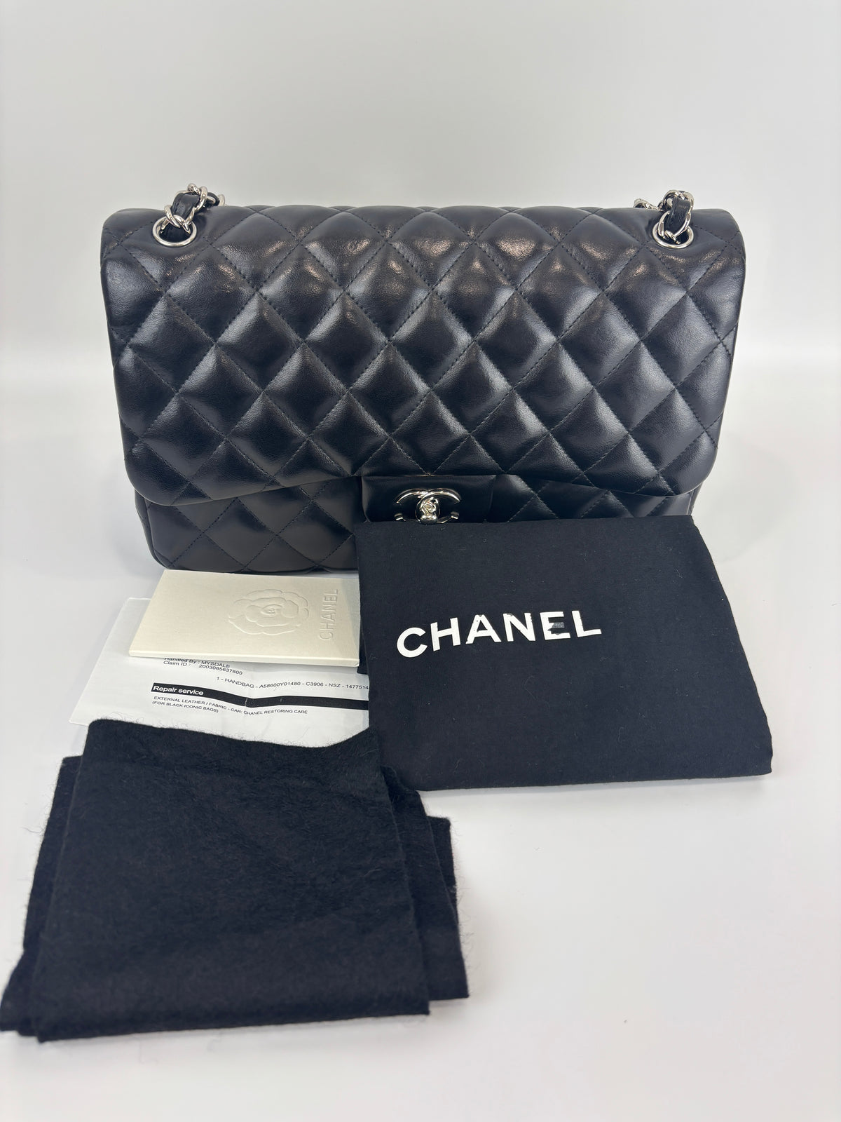 Jumbo Classic Double Flap in Black Lambskin SHW