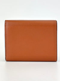 Anagram Trifold Compact Wallet in Brown Calfskin