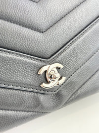 Lady Chevron Flap Bag Black SHW