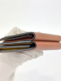 Anagram Trifold Compact Wallet in Brown Calfskin