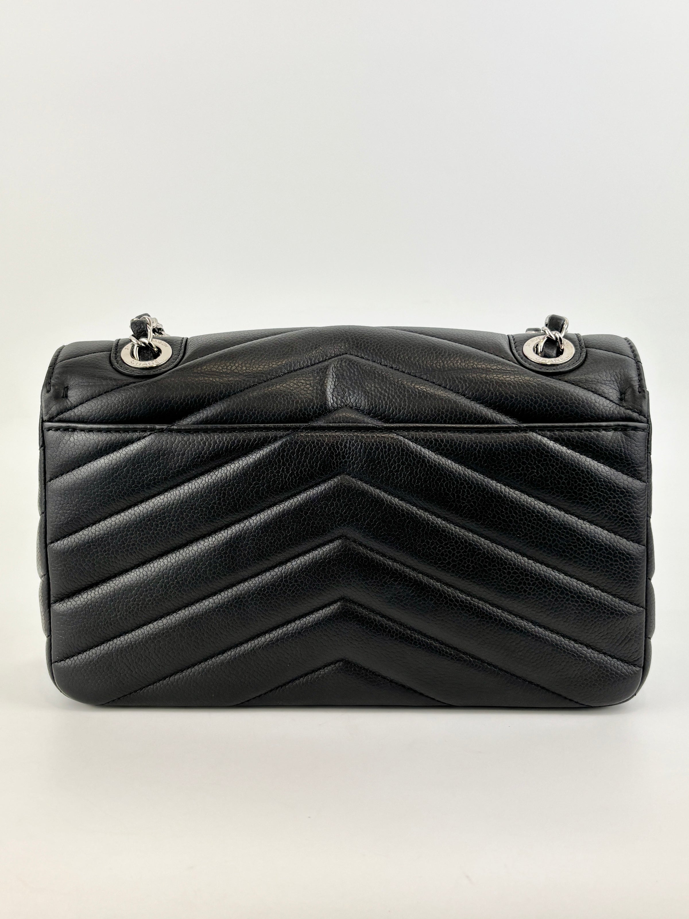 Lady Chevron Flap Bag Black SHW