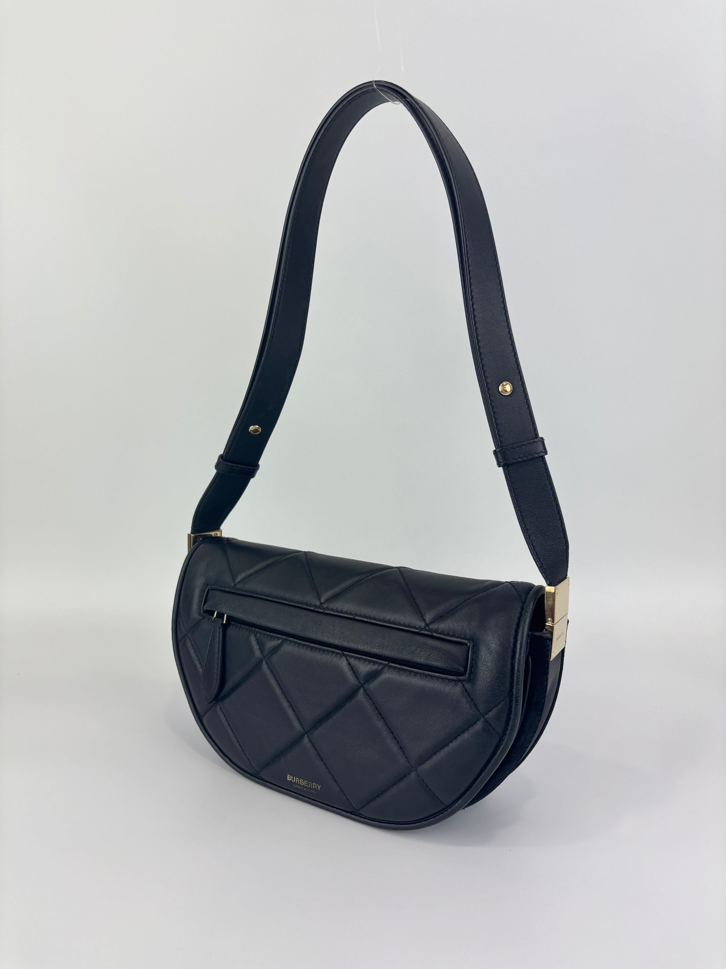 Small Quilted Lambskin Olympia Shoulder Bag in Black