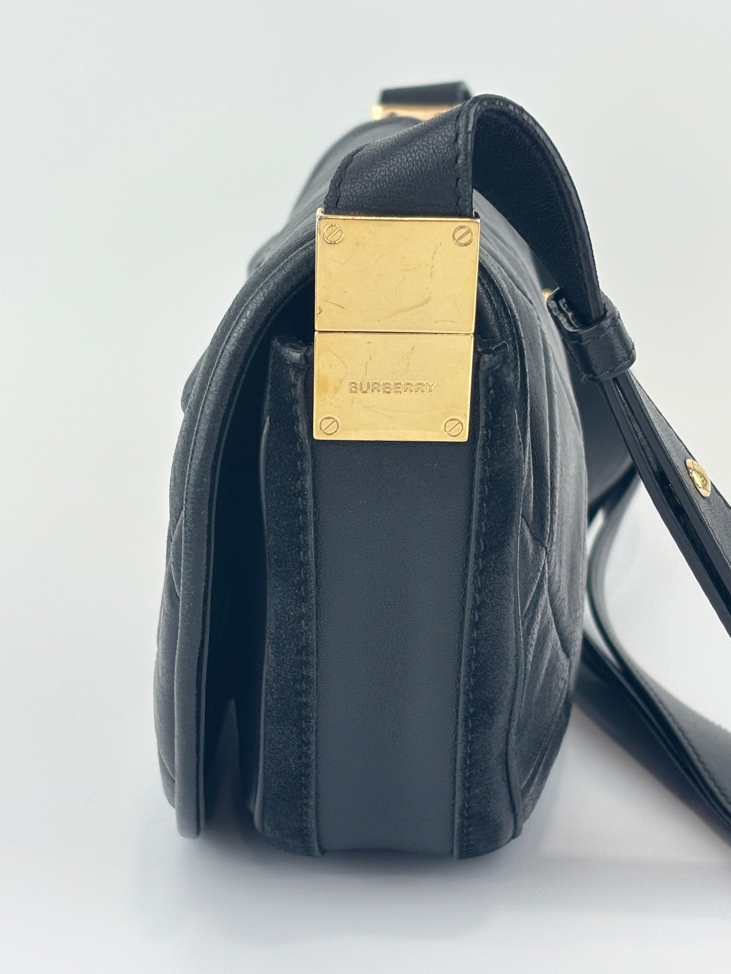 Small Quilted Lambskin Olympia Shoulder Bag in Black