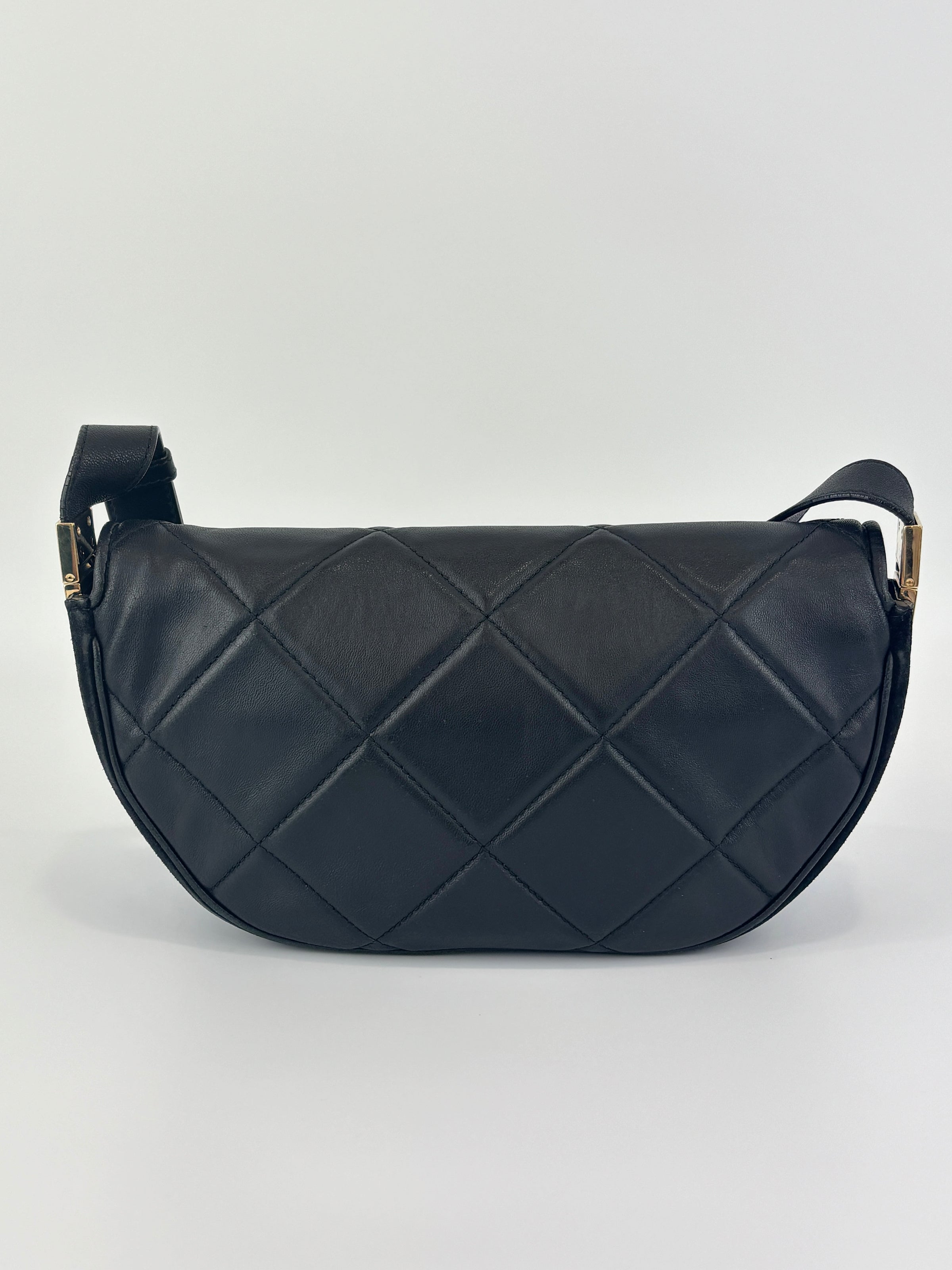 Small Quilted Lambskin Olympia Shoulder Bag in Black
