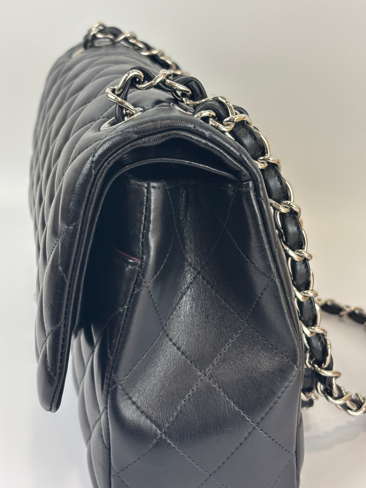 Jumbo Classic Double Flap in Black Lambskin SHW