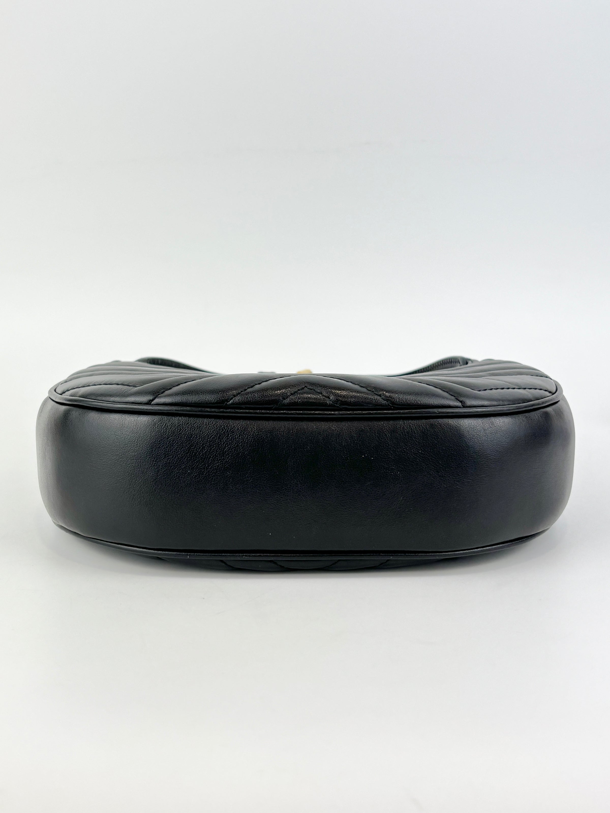 GG Marmont Small Half-Moon Shoulder Bag in Black