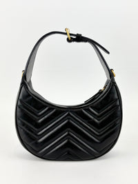 GG Marmont Small Half-Moon Shoulder Bag in Black