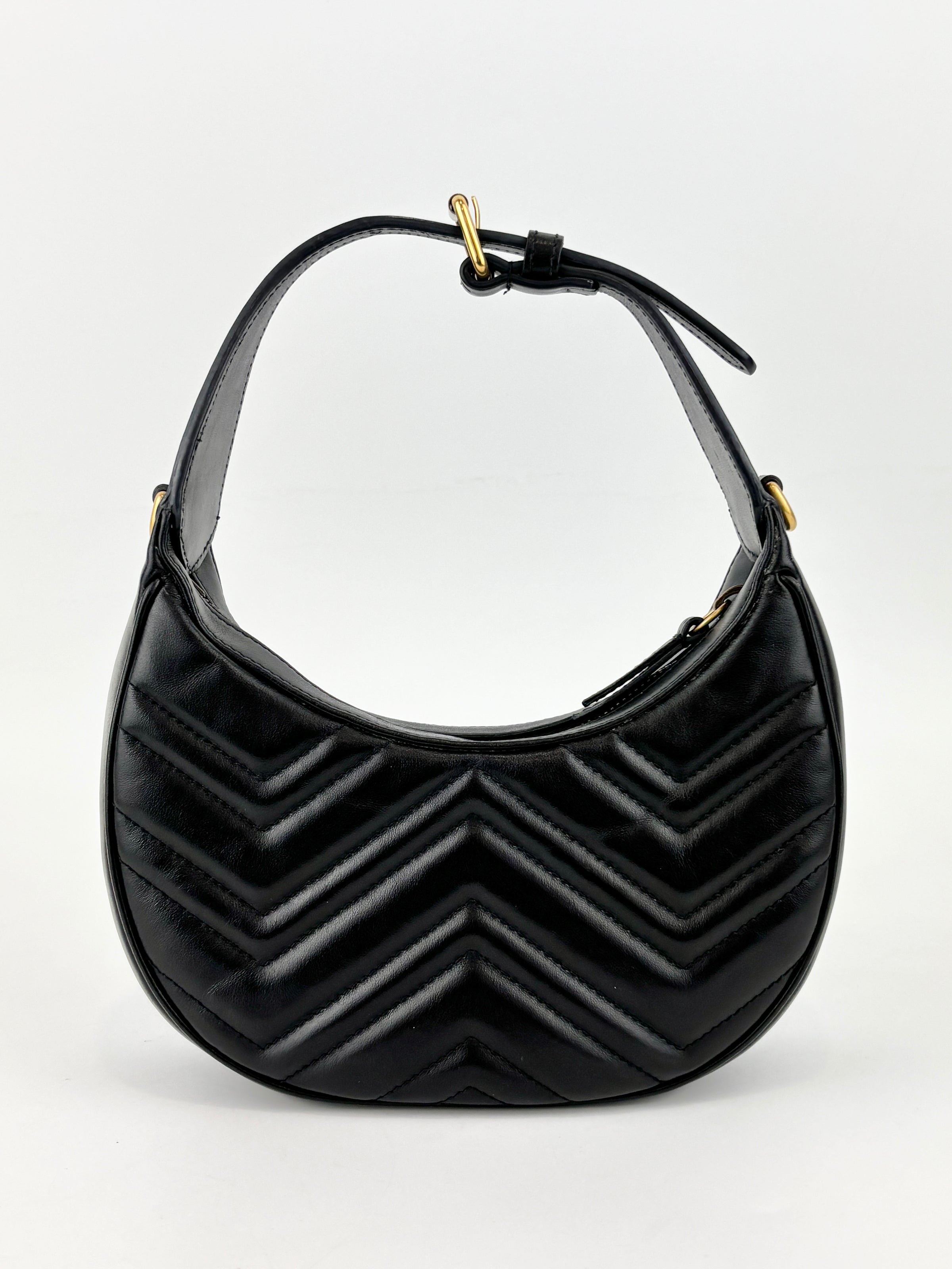 GG Marmont Small Half-Moon Shoulder Bag in Black