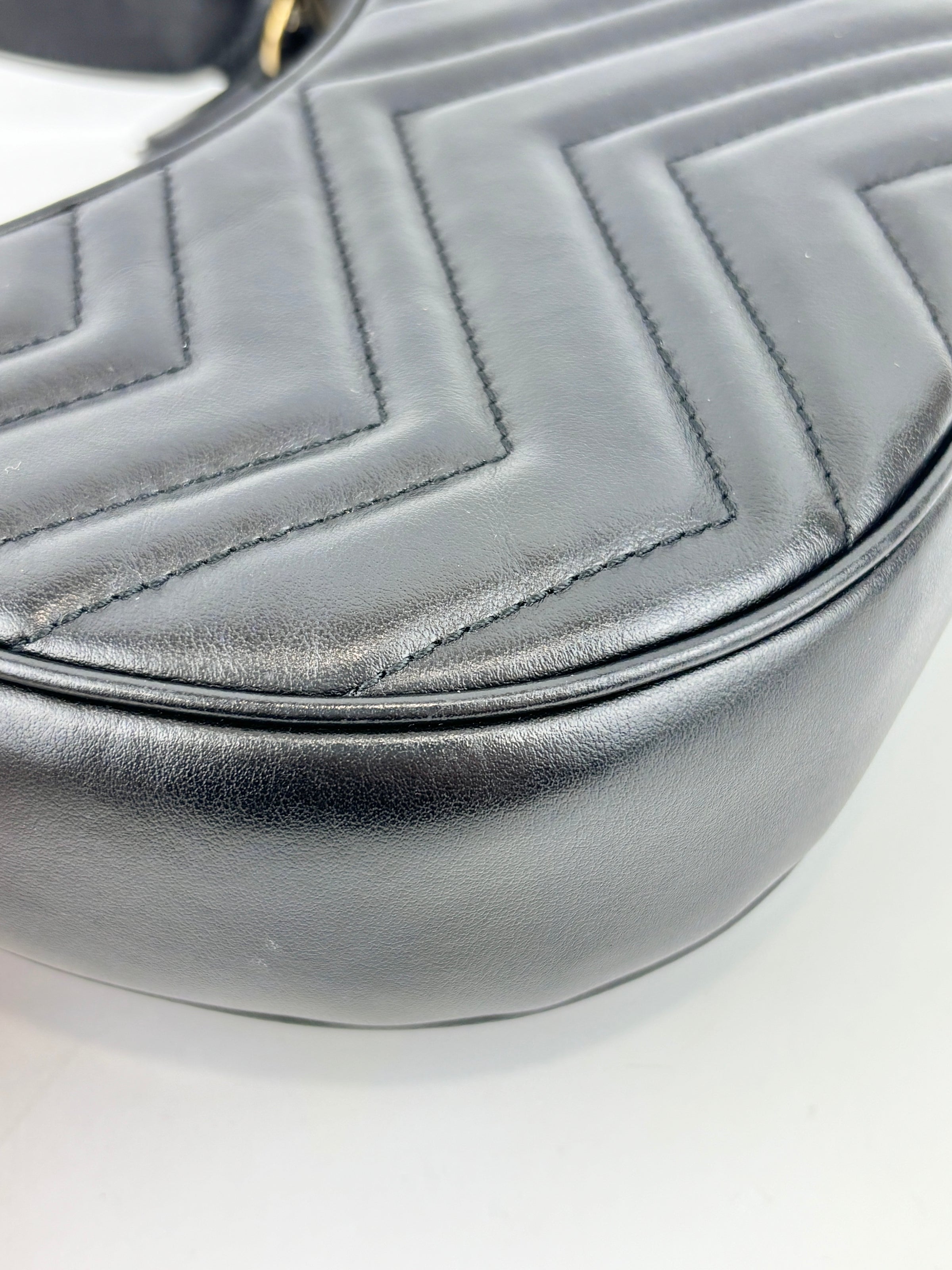 GG Marmont Small Half-Moon Shoulder Bag in Black