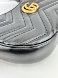 GG Marmont Small Half-Moon Shoulder Bag in Black