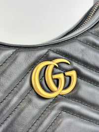 GG Marmont Small Half-Moon Shoulder Bag in Black