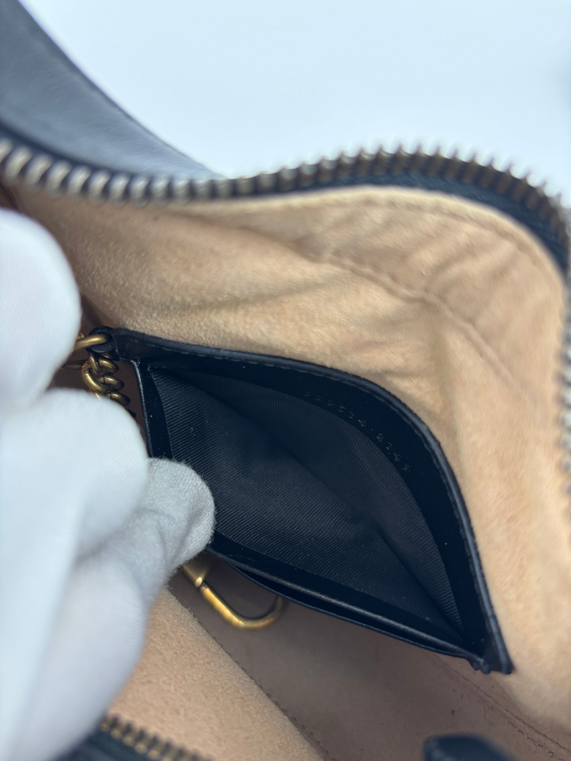GG Marmont Small Half-Moon Shoulder Bag in Black