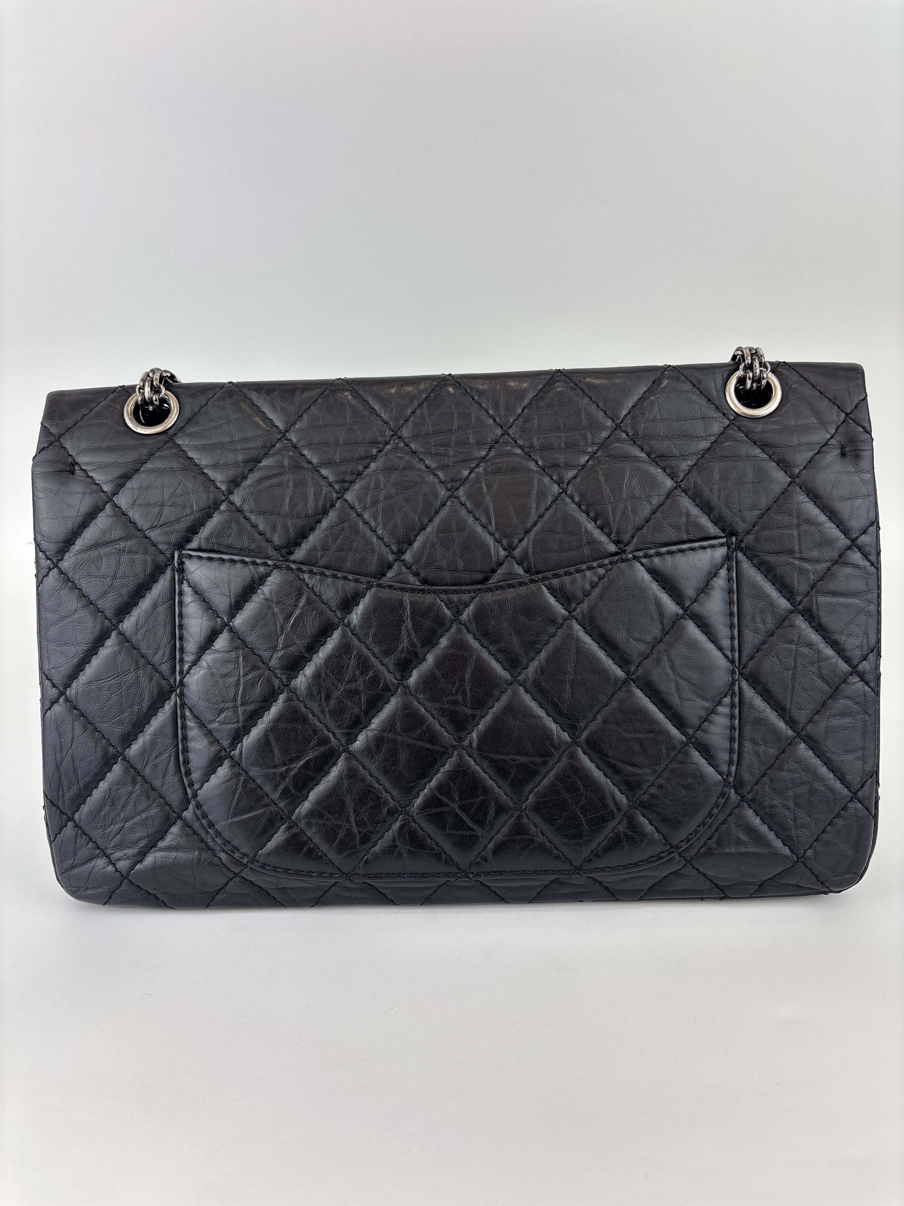 Chanel Reissue 227 Black Aged Calfskin Ruthenium HW | Glampot