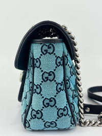 GG Marmont Small Canvas Shoulder Bag in Blue