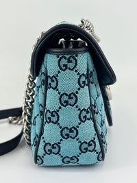 GG Marmont Small Canvas Shoulder Bag in Blue