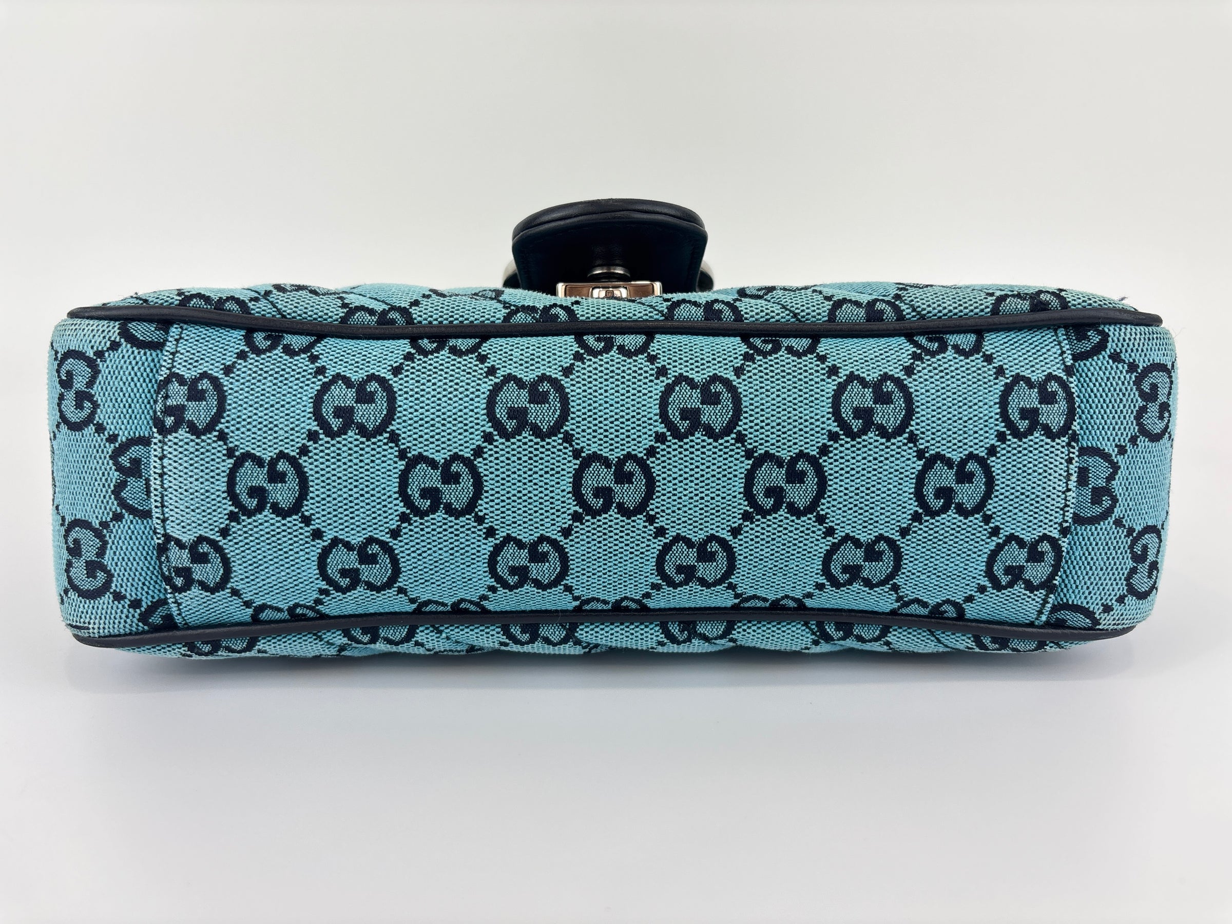 GG Marmont Small Canvas Shoulder Bag in Blue