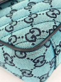 GG Marmont Small Canvas Shoulder Bag in Blue
