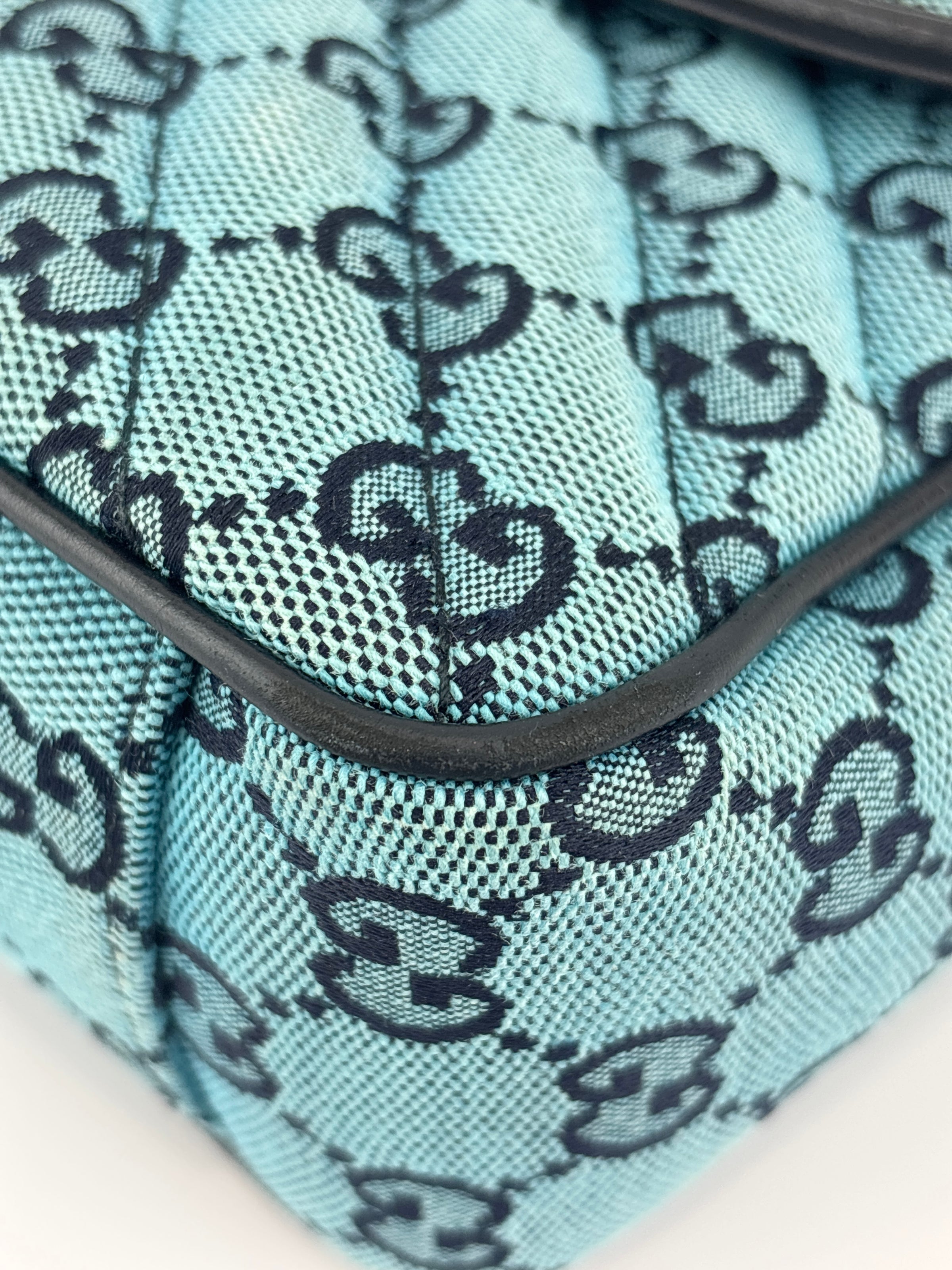 GG Marmont Small Canvas Shoulder Bag in Blue