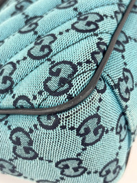 GG Marmont Small Canvas Shoulder Bag in Blue