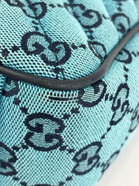 GG Marmont Small Canvas Shoulder Bag in Blue