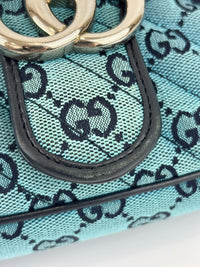 GG Marmont Small Canvas Shoulder Bag in Blue