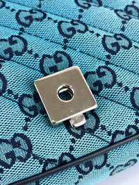 GG Marmont Small Canvas Shoulder Bag in Blue