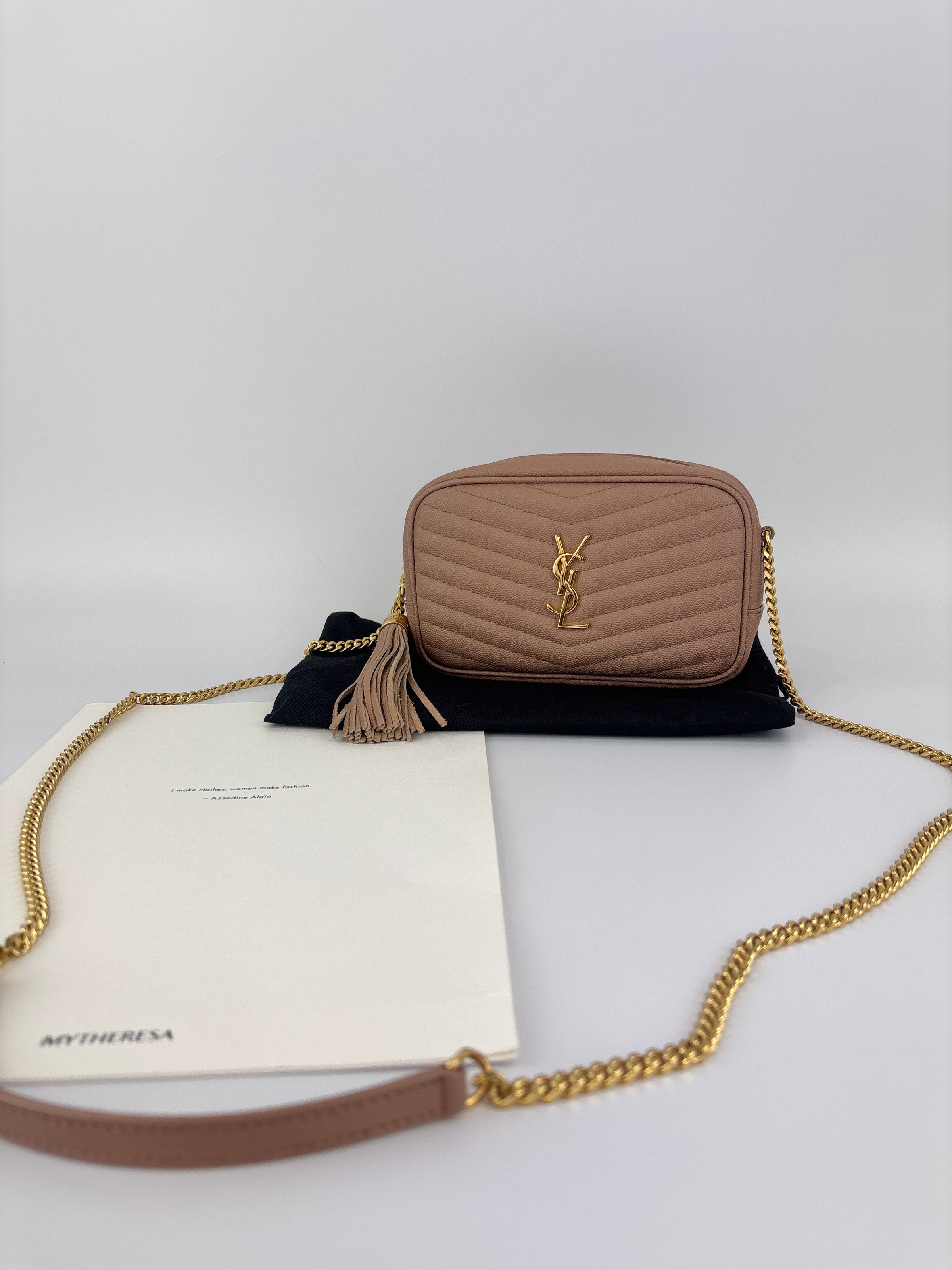 Mini Lou Camera Bag in Vintage Peach Matelassé Grain de Poudre
